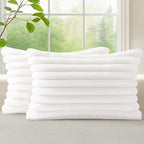 decorUhome Summer Cozy Faux Fur Throw Pillow Covers 12x20 Set of 2 Decorative by decorUhome
