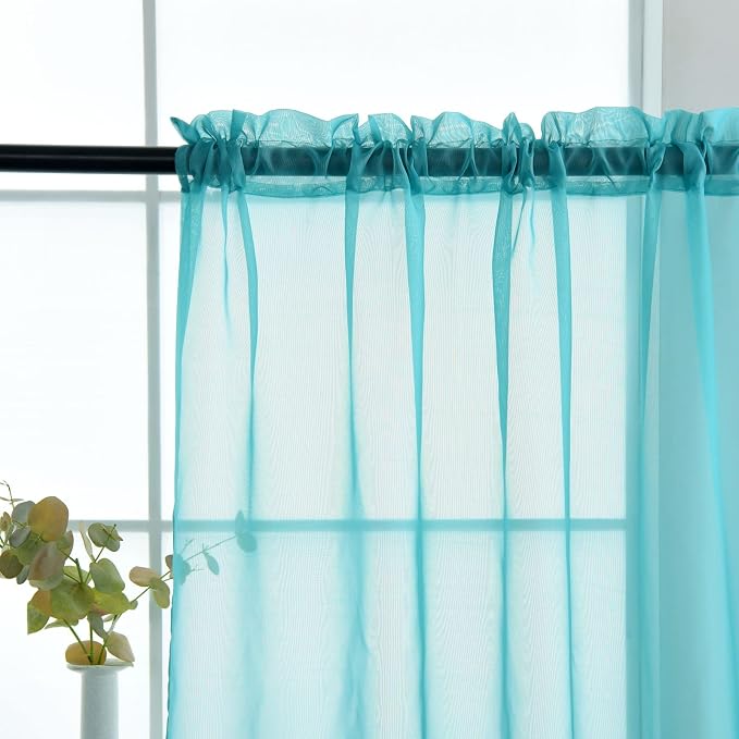 SpaceDresser Sheer Voile Window Treatment. Rod Pocket Curtain Panels - Image 4