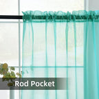 youleyar Solid Sheer Rod Pocket Curtain Voile Draperies 2 Panels White Beige - Image 3