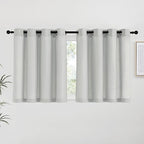 NICETOWN Gray Linen Kitchen Curtains 36 inch Length, Decorative Thick Flax by NICETOWN