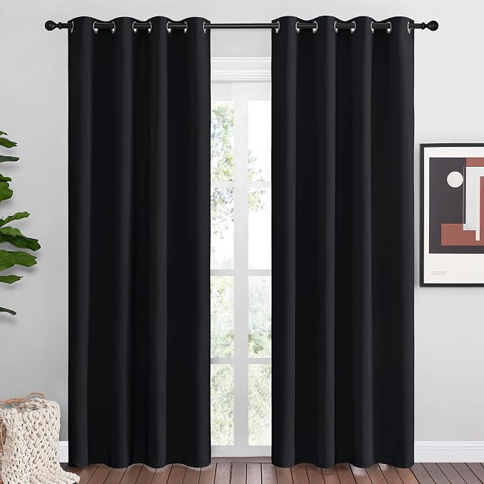 NICETOWN Black Out Curtains for Bedroom Living Room 80 Inches Long, 2 Panels by NICETOWN