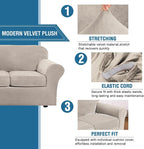 H.VERSAILTEX Real Velvet Plush 3 Piece Stretch Sofa Covers Couch Covers - Image 3