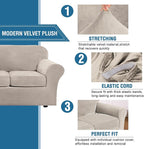 H.VERSAILTEX Modern Velvet Plush 4 Piece High Stretch Sofa Slipcover Sofa Cover - Image 3