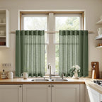 Nanspring Olive Green Linen Curtains 24 Inch Length - Image 7