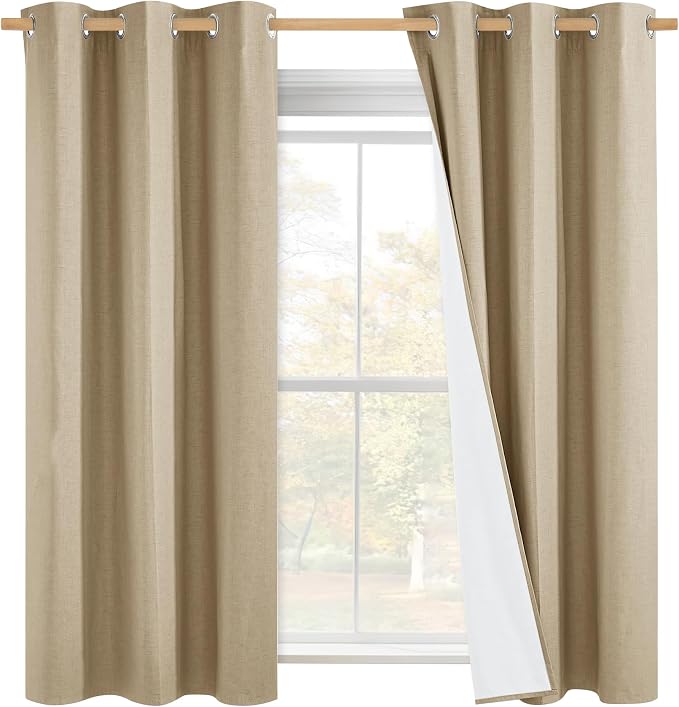 NICETOWN 100% Absolutely Blackout Linen Curtains by NICETOWN