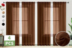 SpaceDresser Brown Sheer Curtains 4 Panels Rod Pocket Semi-Sheer Curtain 72 - Image 2