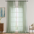 OVZME Sheer Sage Green Curtains 108 Inches Long 2 Panels Set, 59 Inch Extra by OVZME