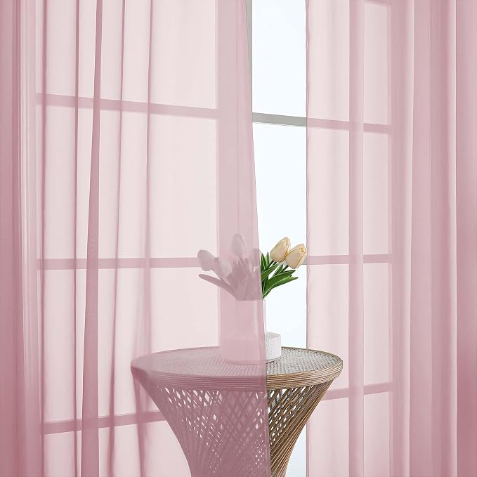 Chyhomenyc Blush Pink Sheer Curtains 96 Inches Long 2 Panels, Light Filtering - Image 9
