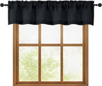 OWENIE Black Valances for Windows 1 Pcs, Light Filtering Textured Farmhouse by OWENIE