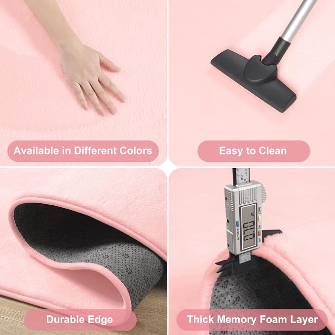 Amearea Modern Washable Runner Rugs, 2x4 Feet Pink Bedroom Runner Rug, Small - Image 5
