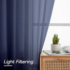 Aiyufeng Navy Blue Sheer Curtains 63 inch Length 2 Panels Set, Sheer Blue - Image 8