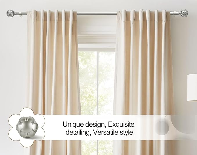 KAMANINA Curtain Rods for Windows, Antique Silver Curtain Rod 32 to 58 Inch - Image 3