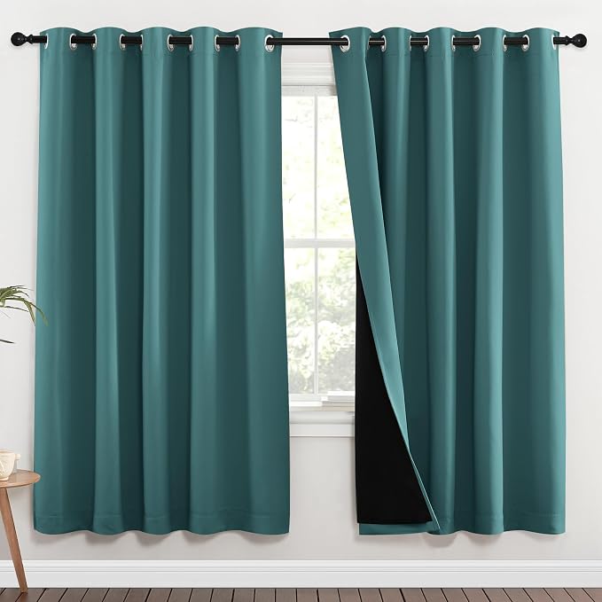 NICETOWN Full Shade Curtain Panels, 70 x 72 inch, Sea Teal, Pair of Energy by NICETOWN