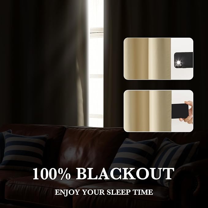 RYB HOME 100% Blackout Bathroom Curtains Over Sink 30 inches Long, Heat & UV - Image 5