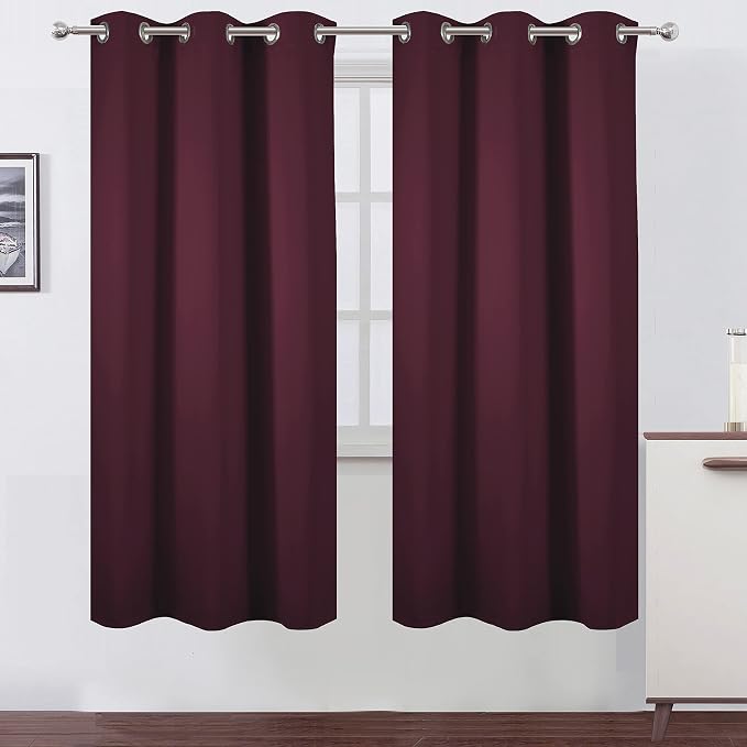 LEMOMO Burgundy Red Blackout Curtains/42 x 72 Inch/Set of 2 Panels Room by Lemomo