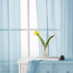 Lecloud Light Blue Sheer Curtains 84 Inches Long 2 Panels, Light Filtering - Image 7