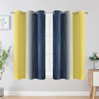 Estelar Textiler Navy Blue and Yellow Ombre Blackout Curtains 45 Inch Length 2 - Image 2
