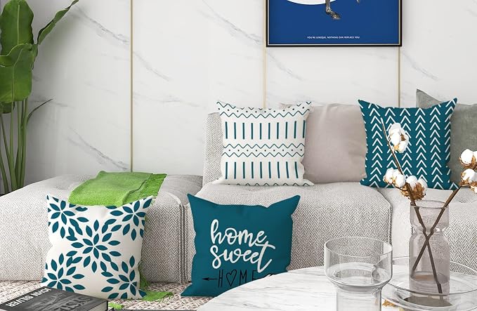 YCOLL Pillow Covers 16x16 Set of 4, Modern Sofa Throw Pillow Cover, Decorative - Image 6