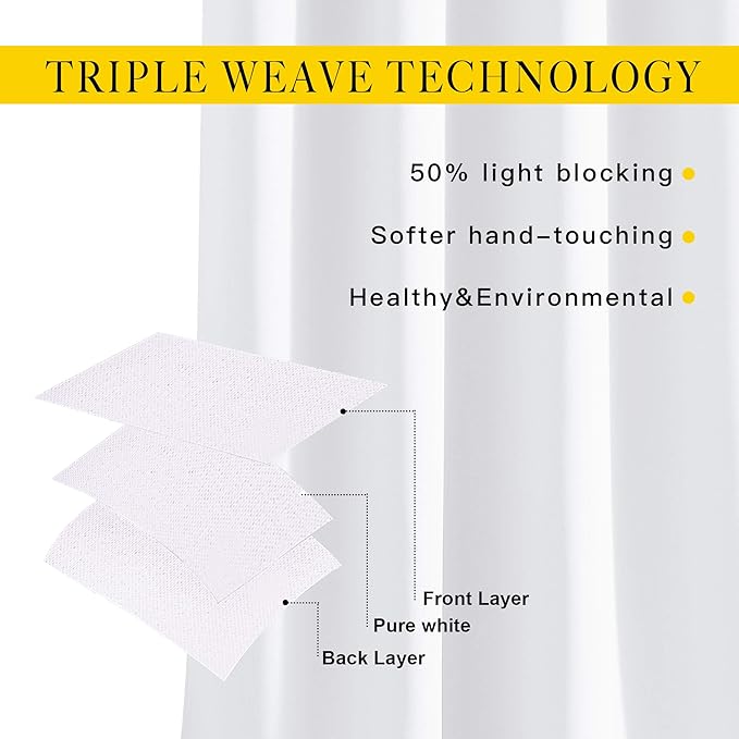 NICETOWN Pure White Curtains 2 Panels 84 inches Long - Image 3