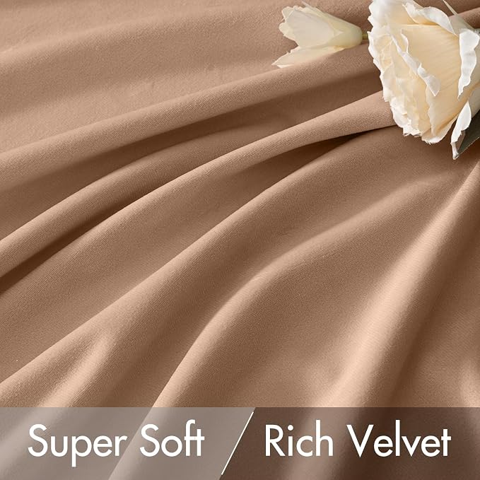 MIULEE Blush Beige Velvet Curtains 84 inches - Image 4