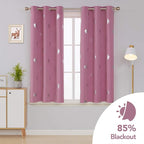 Deconovo Blackout Curtains Thermal Insulated Palm Fan Foil Print Grommet Room - Image 3