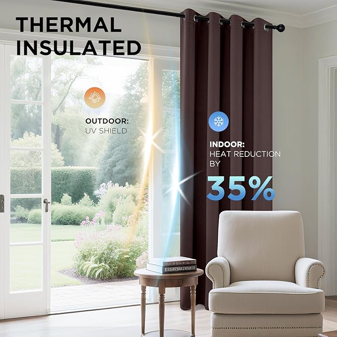 Joydeco Blackout Curtains 95 Inches Long 1 Panel, Thermal Insulated Long - Image 4