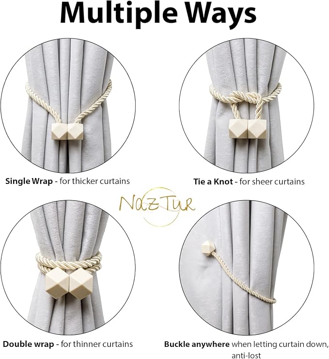 NazTur Magnetic Curtain Tiebacks- Upgrade 2022 - Image 4