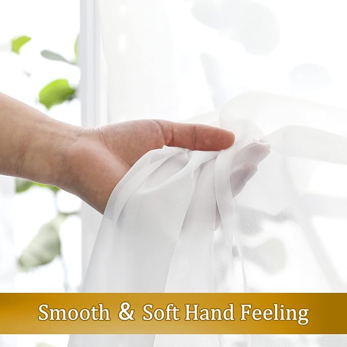 Aiyufneg White Sheer Valance for Window Curtains 24 Inch Length, Light - Image 8