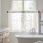MIULEE White Sheer Curtains 2 Panels Embroidered Leaf Patterned Rod Pocket - Image 7