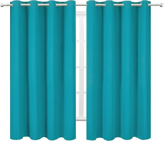 LEMOMO Teal Blackout Curtains 66 x 63 Inch Length/Set of 2 Curtain - Image 2