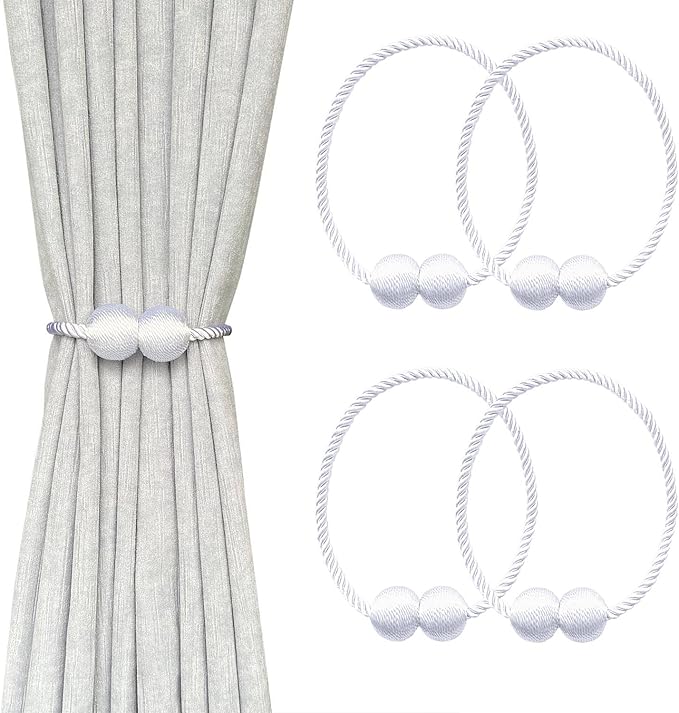 Melaluxe 4 Pack Magnetic Curtain Tiebacks, Decorative Curtain Holdbacks by Melaluxe
