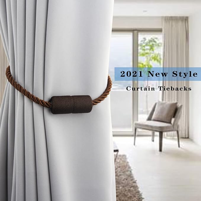 6 Pack Coffee Strong Magnetic Curtain Tiebacks Outdoor Elegant Decorative Tie - Image 6