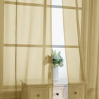 OVZME Gold Sheer Curtains 63 Inches Long 2 Panels - Image 5