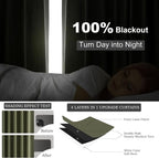 Topfinel Dark Green Curtains 86 Inches Long 2 Panels Set 100% Blackout Linen - Image 5