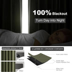 Olive Green Curtains 120 Inch Long 2 Panels Set - Image 6