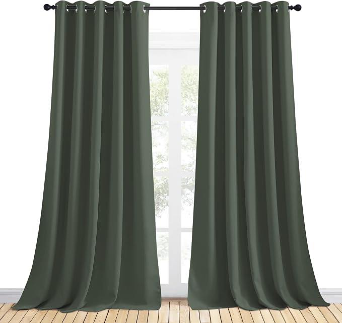 NICETOWN Room Darkening Draperies Window Curtain Panels, Dark Mallard, 2 Panels - Image 2