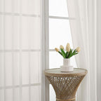 OVZME Ivory Sheer Curtains 63 Inches Long 2 Panels Set, Light Filtering Sheer - Image 3