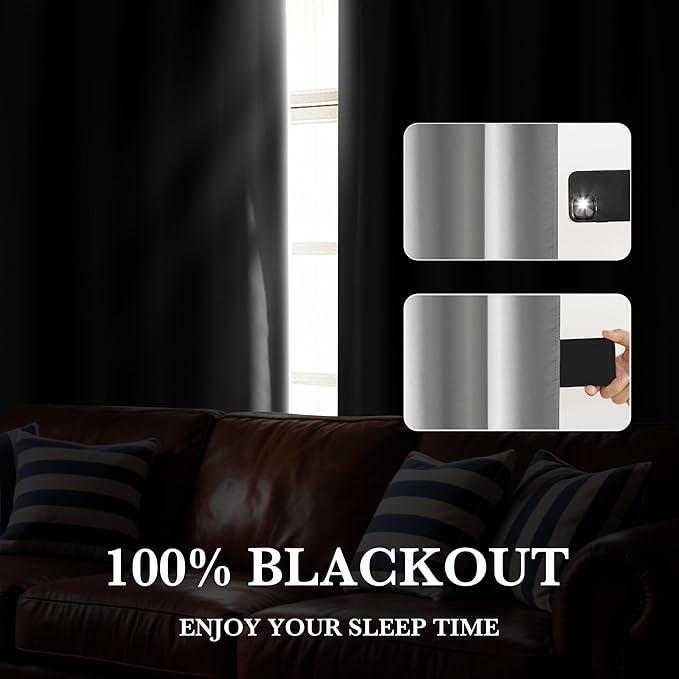 RYB HOME 100% Blackout Bathroom Curtains Over Sink 30 inches Long, Heat & UV - Image 5