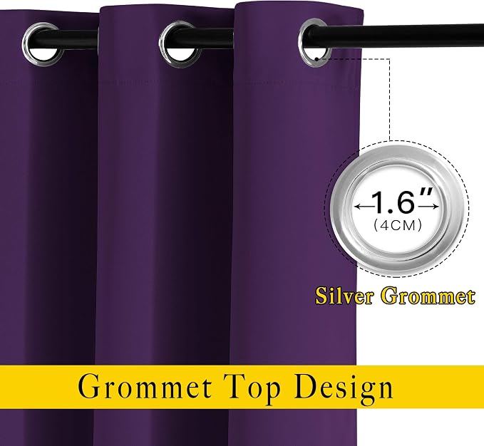 NICETOWN Blackout Living Room Curtains Extra Wide, Triple Weave Grommet Top - Image 2