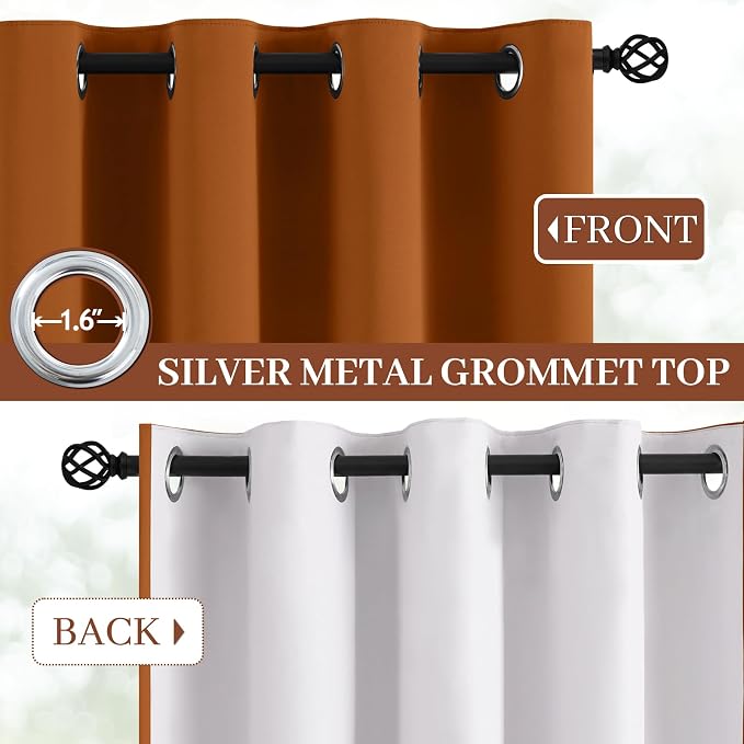 Yakamok Room Darkening 100% Blackout Curtains Grommet Window Treatments - Image 3