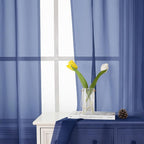 Lecloud Royal Blue Sheer Curtains 36 Inch Length 2 Panels, Solid Voile Cafe - Image 7