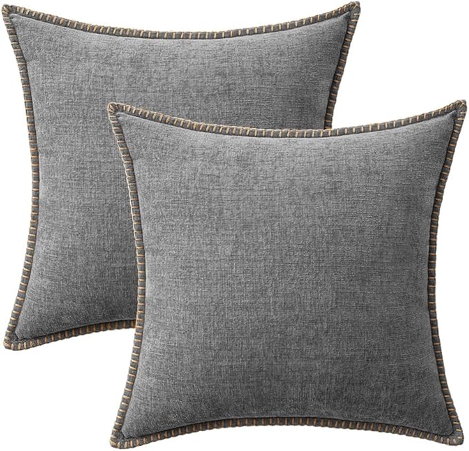 MIULEE Pack of 2 Couch Throw Pillow Covers 18x18 Inch Dark Gray Farmhouse - Image 6