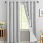 Yakamok White Linen Curtains 100% Blackout 90 Inches Long, Room Darkening by Yakamok