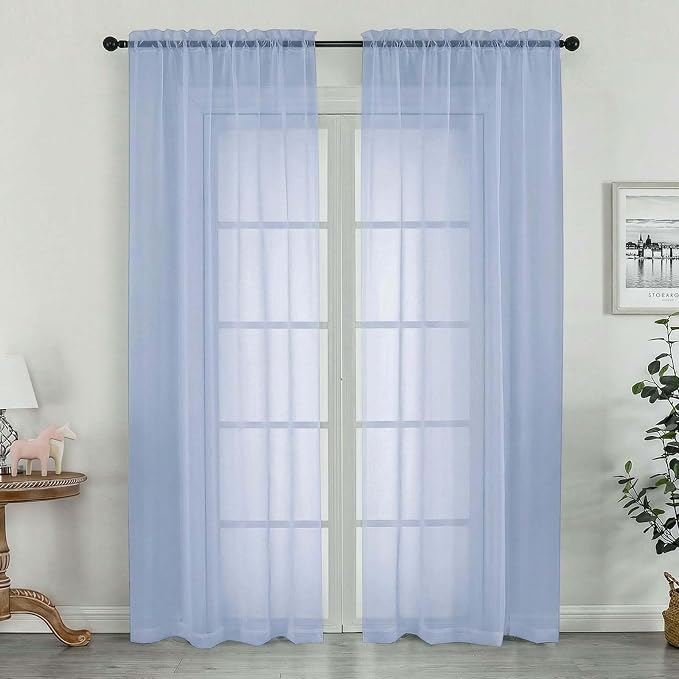 OWENIE Sheer Curtains 72 Inches Long 2 Panels Set, Modern Light Filtering Sheer by OWENIE