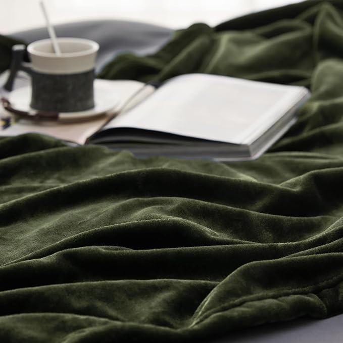Bedsure Fleece Blankets King Size Oive Green - Image 4