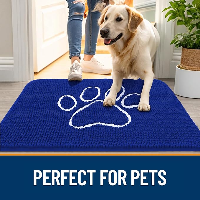 OLANLY Dog Door Mat for Muddy Paws 36x24, Paw Print Design, Absorbs Moisture - Image 6