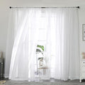 OWENIE White Sheer Curtain 90 Inches Long 2 Panels Set, Solid Filmy Drapes by OWENIE