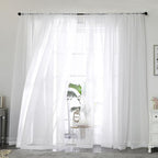 OWENIE White Sheer Curtain 90 Inches Long 2 Panels Set, Solid Filmy Drapes by OWENIE