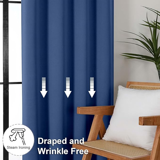 Simplebrand Ava Royal Blue Short Blackout Curtains - Image 7