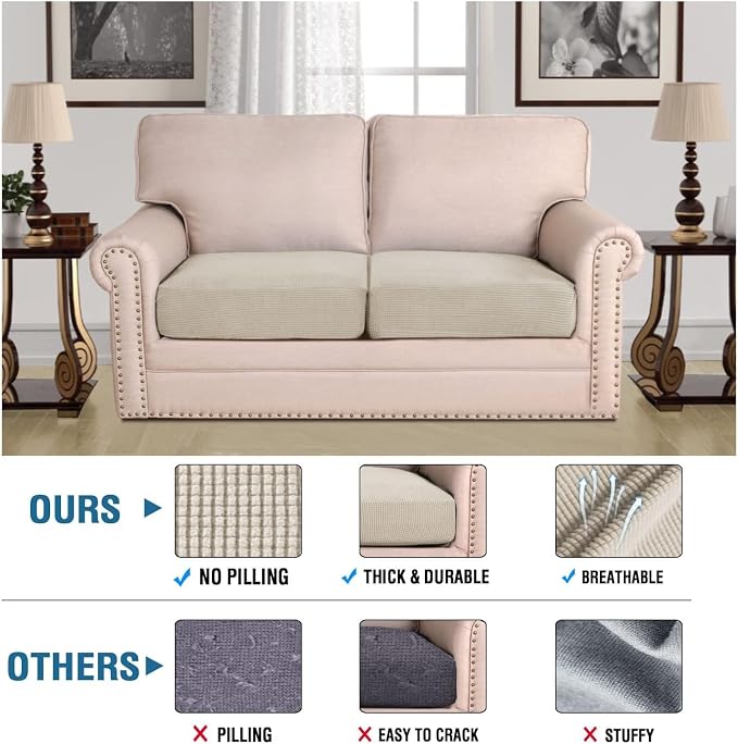 H.VERSAILTEX Super Stretch Individual Seat Cushion Covers Sofa Covers Couch - Image 2